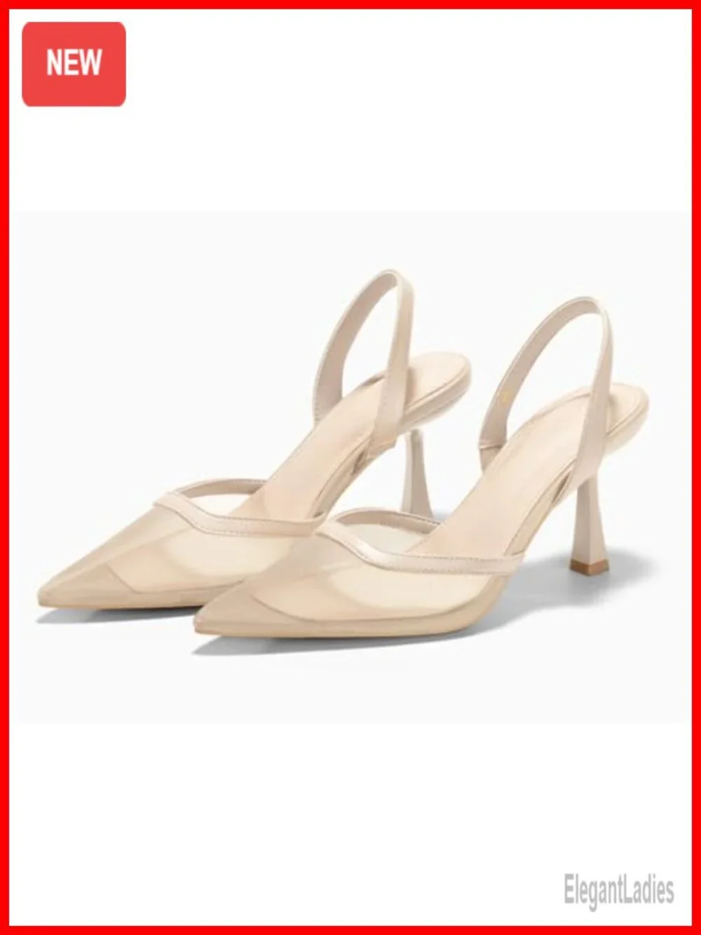 Mesh Kitten Heels Slingback Closed Toe Stiletto Pumps Sexy Party Dress Shoes